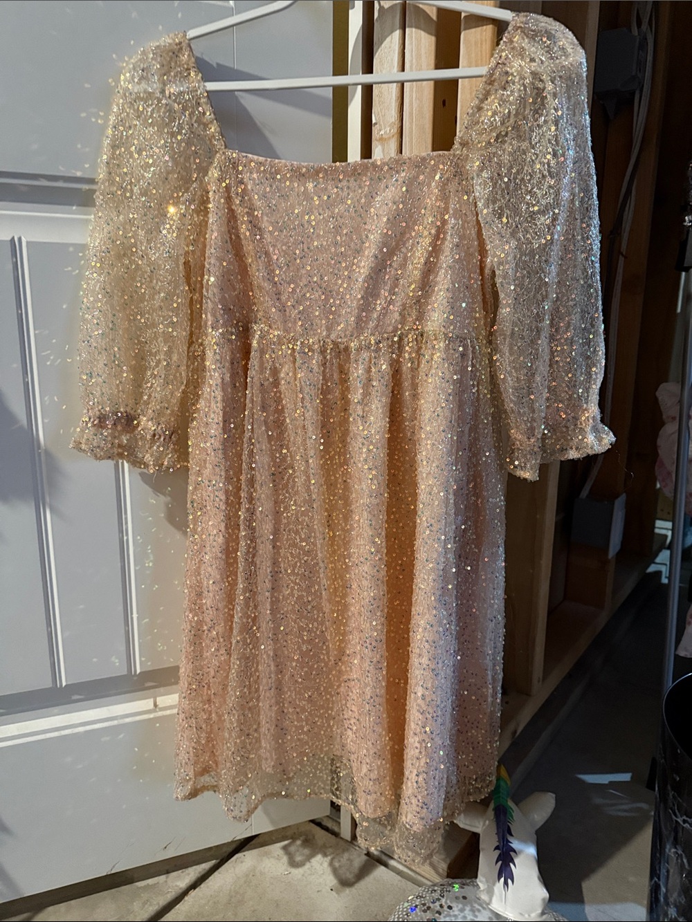 Altar'd State Sparkling Blush Sequin Tulle Dress